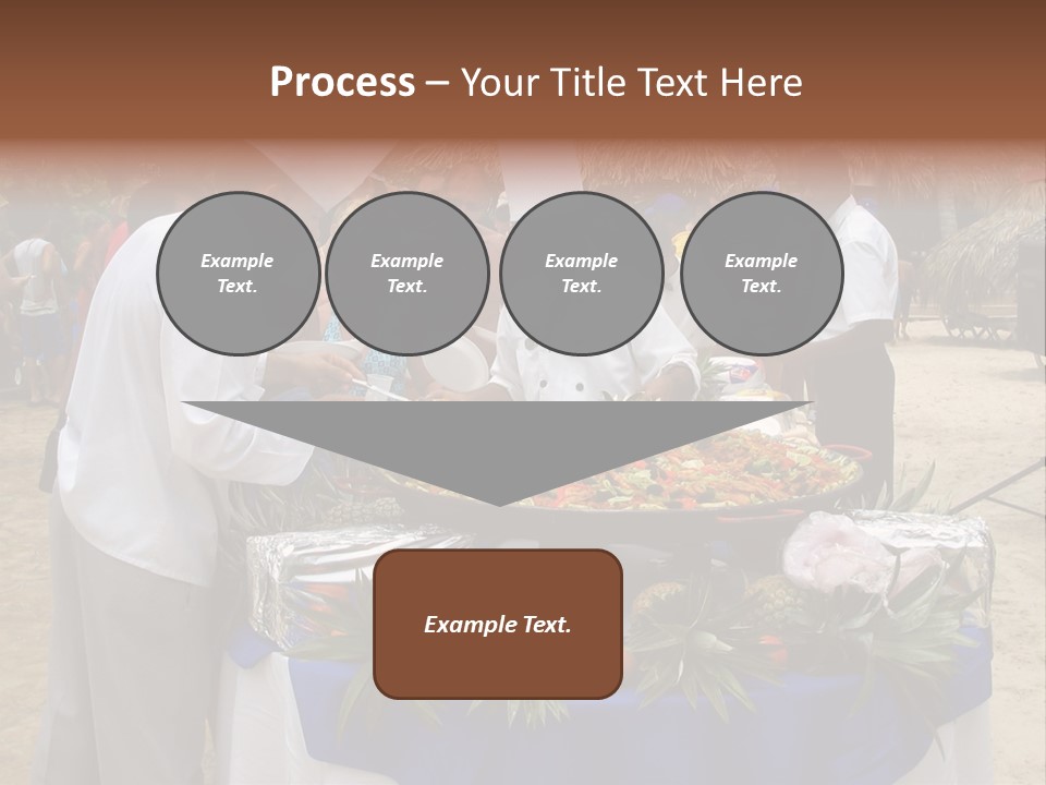 A Group Of People Standing Around A Table With Food On It PowerPoint Template