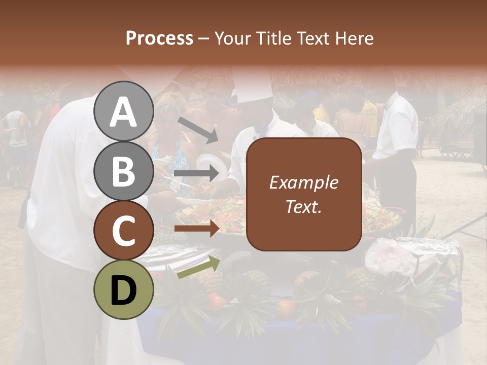 A Group Of People Standing Around A Table With Food On It PowerPoint Template