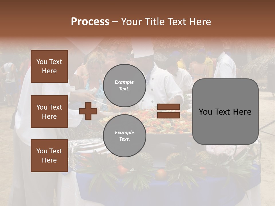 A Group Of People Standing Around A Table With Food On It PowerPoint Template