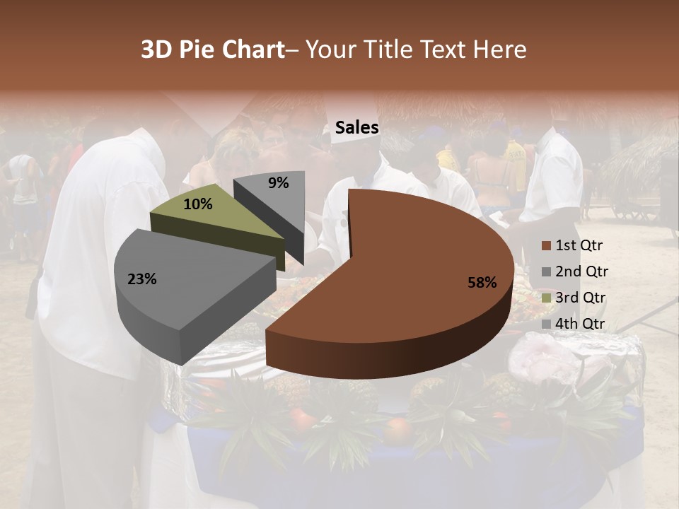A Group Of People Standing Around A Table With Food On It PowerPoint Template