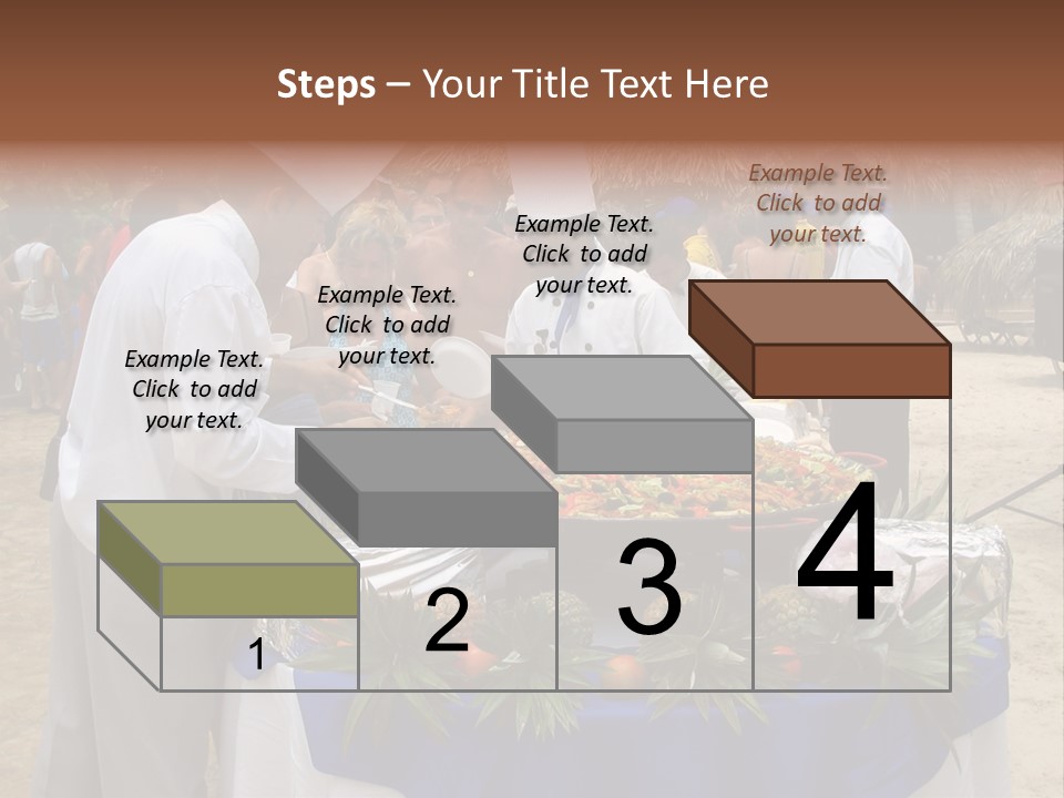 A Group Of People Standing Around A Table With Food On It PowerPoint Template