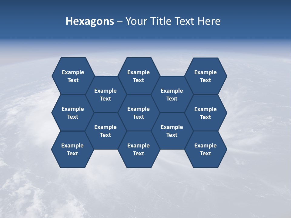 View From Space Of A Giant Hurricane Over The Ocean With Moon In Background. PowerPoint Template