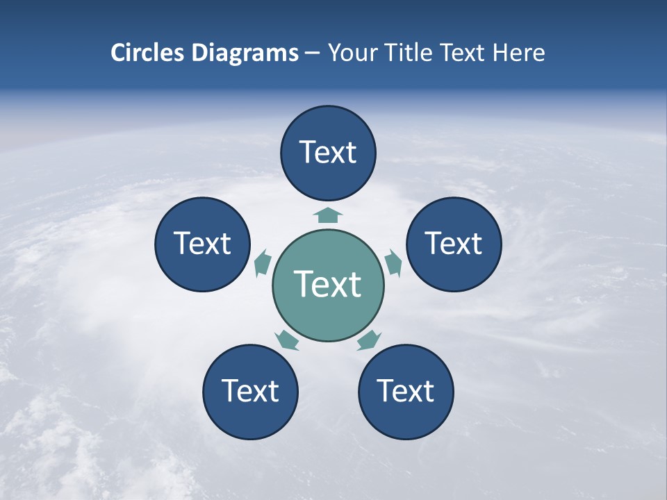 View From Space Of A Giant Hurricane Over The Ocean With Moon In Background. PowerPoint Template