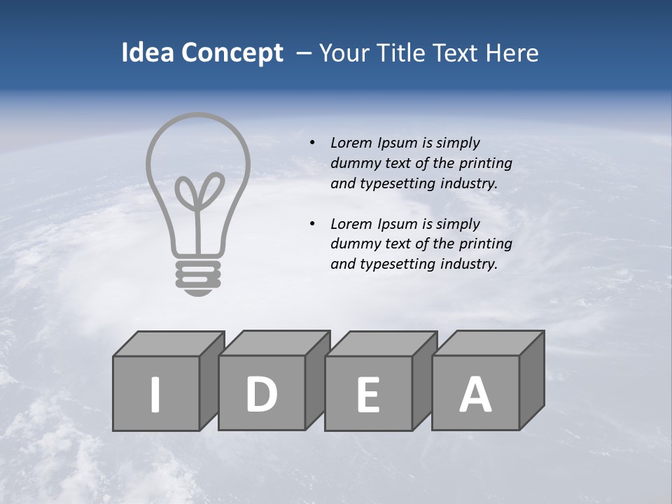 View From Space Of A Giant Hurricane Over The Ocean With Moon In Background. PowerPoint Template
