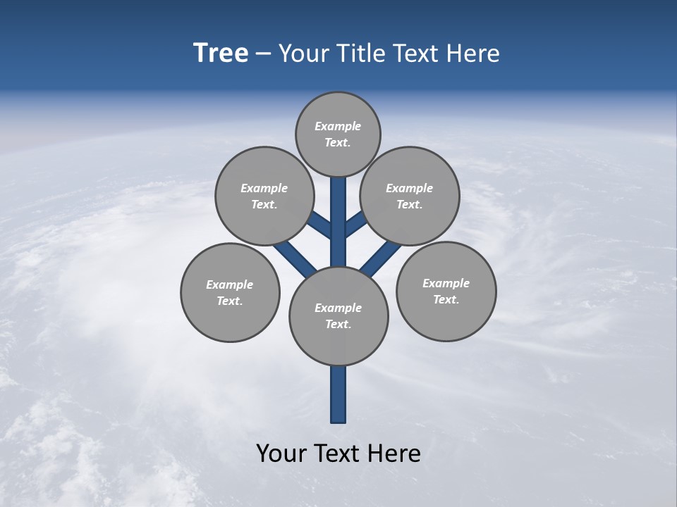 View From Space Of A Giant Hurricane Over The Ocean With Moon In Background. PowerPoint Template