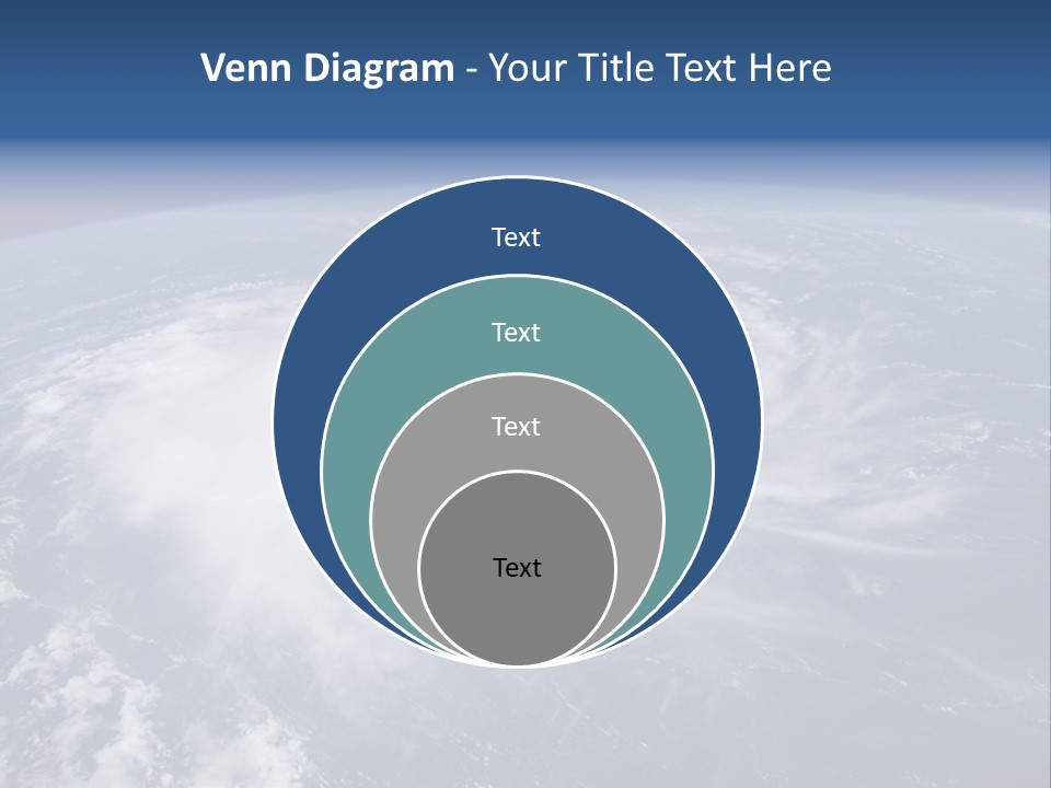 View From Space Of A Giant Hurricane Over The Ocean With Moon In Background. PowerPoint Template