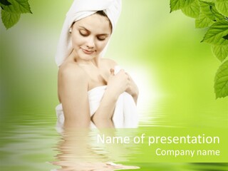 Pretty Blond Woman Relaxing In The Whirlpool PowerPoint Template