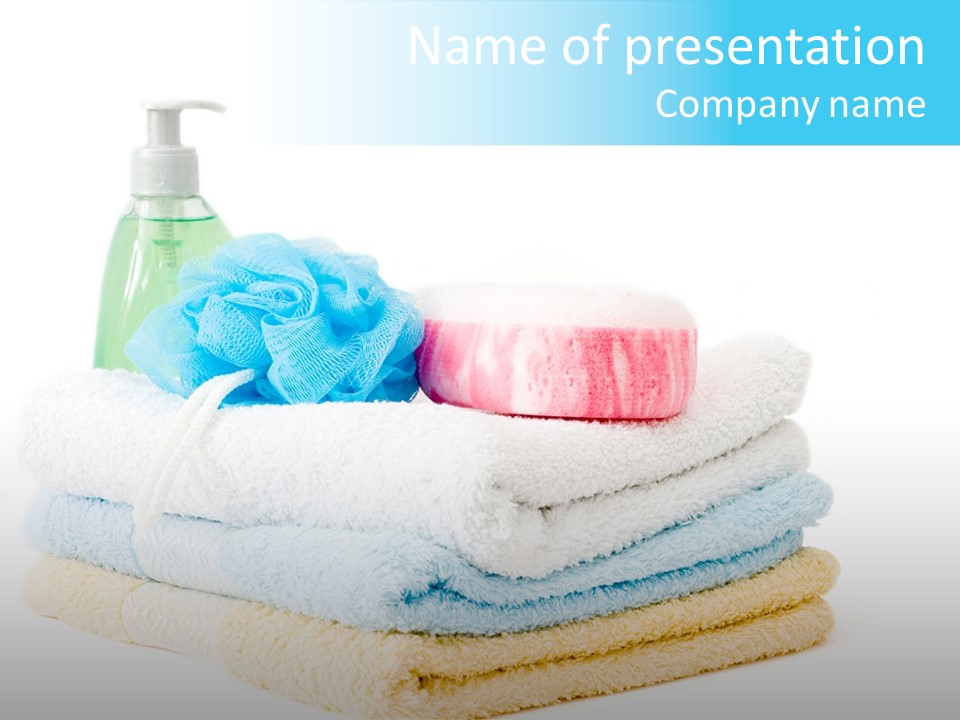 Bath Time - Bottle Of Soap, Sponge And Towels PowerPoint Template