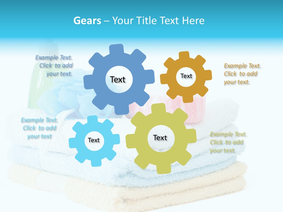 Bath Time - Bottle Of Soap, Sponge And Towels PowerPoint Template