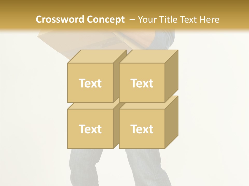 Tired Young Man Holding Cardboards. Looking At Camera. Gray Background, Whole Body PowerPoint Template