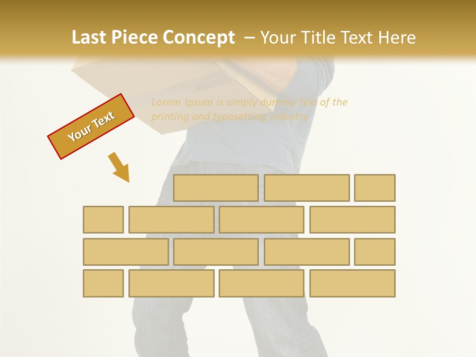 Tired Young Man Holding Cardboards. Looking At Camera. Gray Background, Whole Body PowerPoint Template