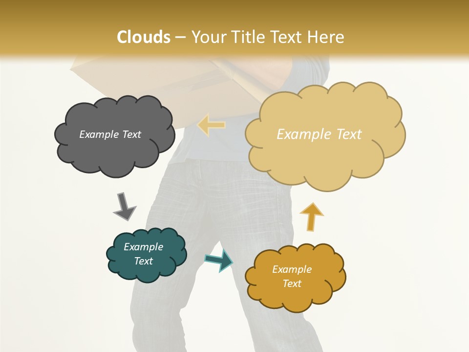 Tired Young Man Holding Cardboards. Looking At Camera. Gray Background, Whole Body PowerPoint Template