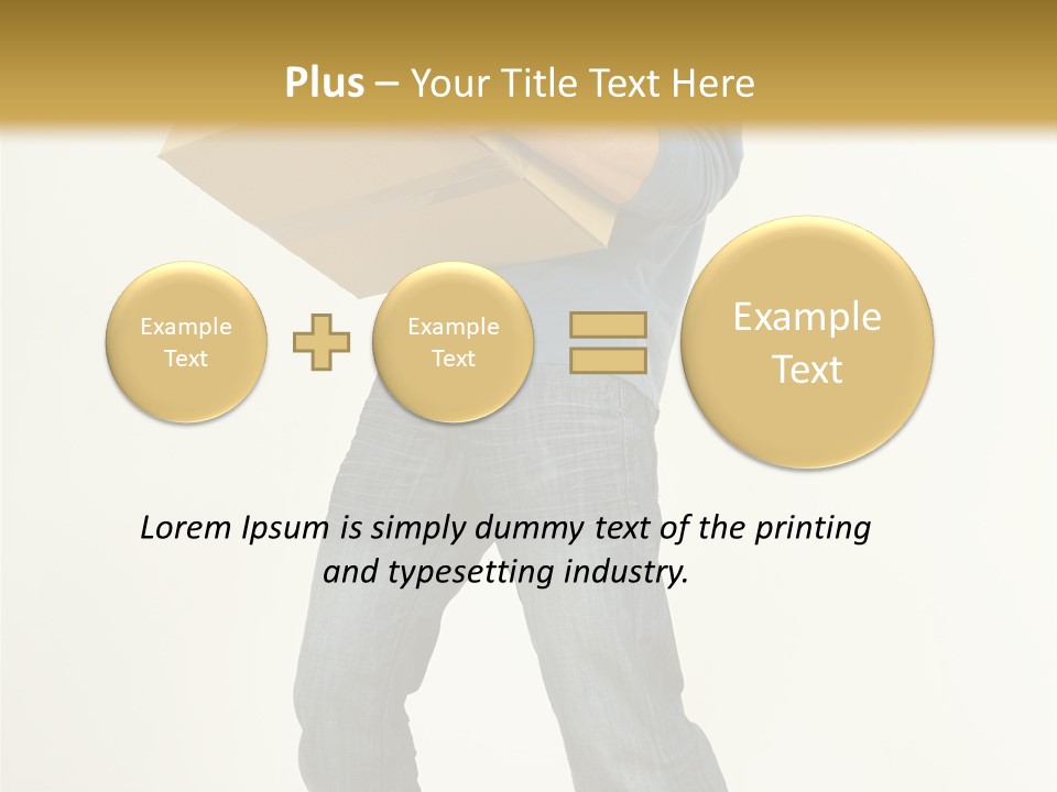 Tired Young Man Holding Cardboards. Looking At Camera. Gray Background, Whole Body PowerPoint Template