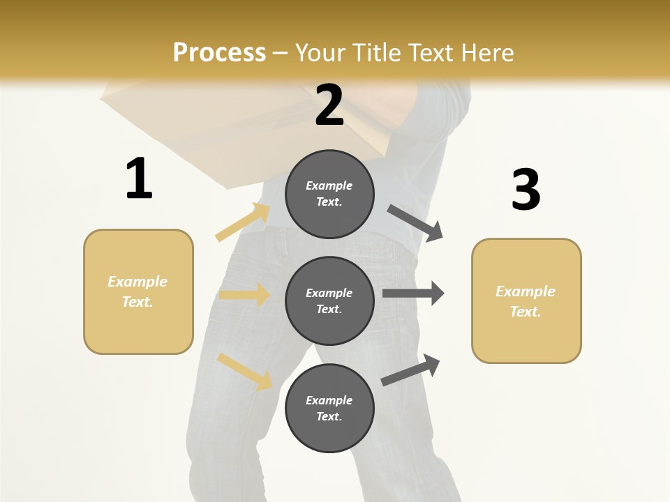 Tired Young Man Holding Cardboards. Looking At Camera. Gray Background, Whole Body PowerPoint Template