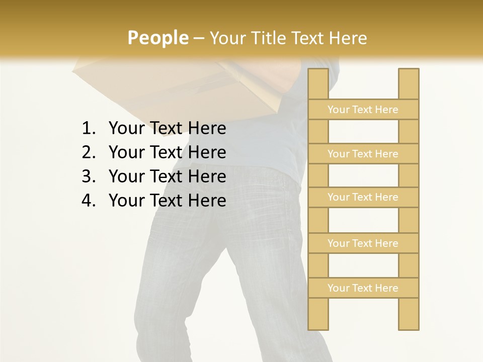 Tired Young Man Holding Cardboards. Looking At Camera. Gray Background, Whole Body PowerPoint Template