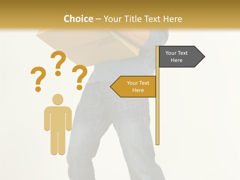 Tired Young Man Holding Cardboards. Looking At Camera. Gray Background, Whole Body PowerPoint Template