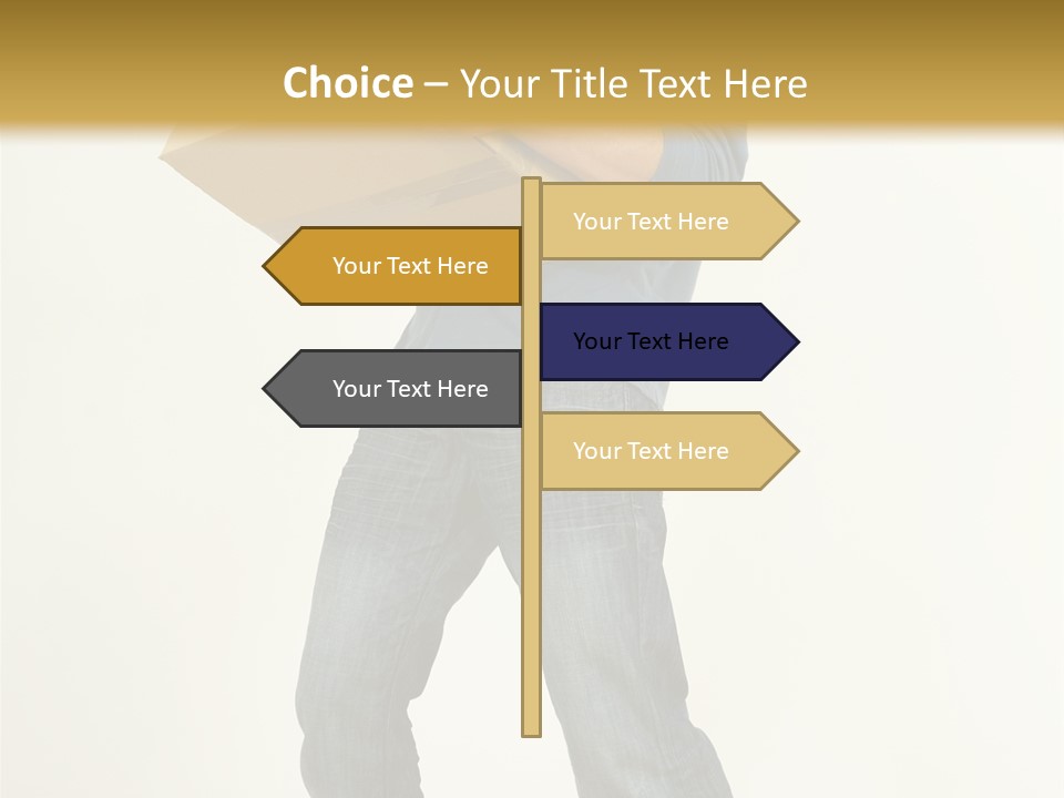 Tired Young Man Holding Cardboards. Looking At Camera. Gray Background, Whole Body PowerPoint Template