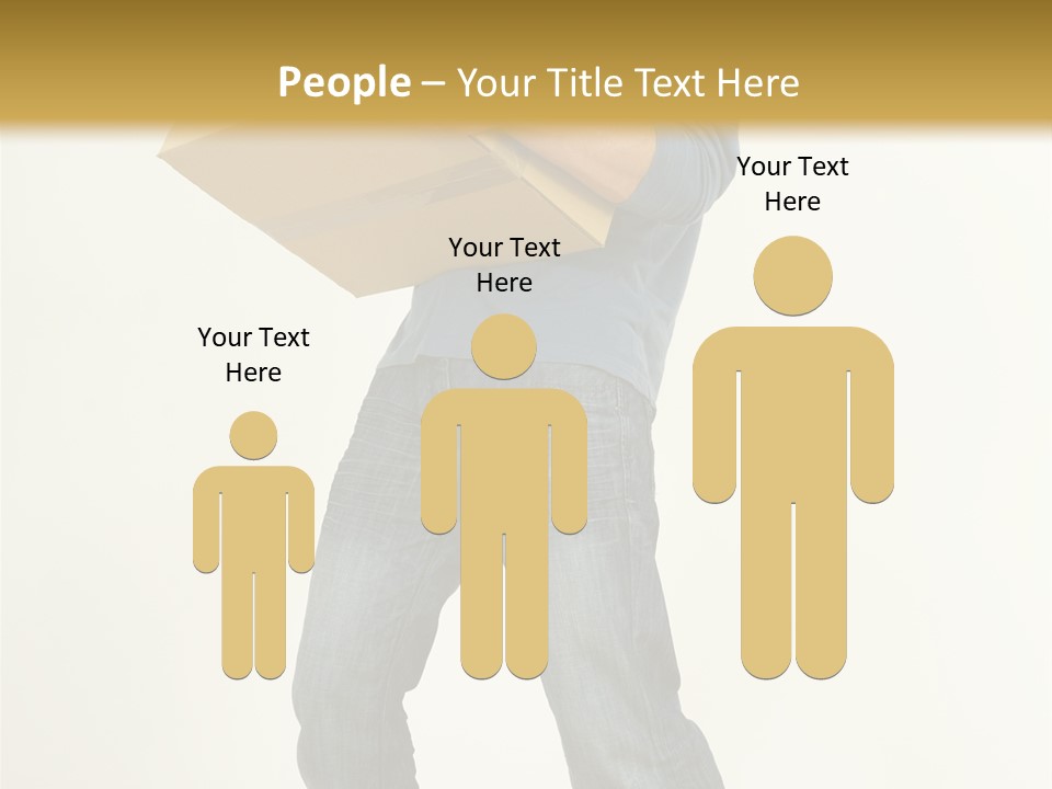 Tired Young Man Holding Cardboards. Looking At Camera. Gray Background, Whole Body PowerPoint Template