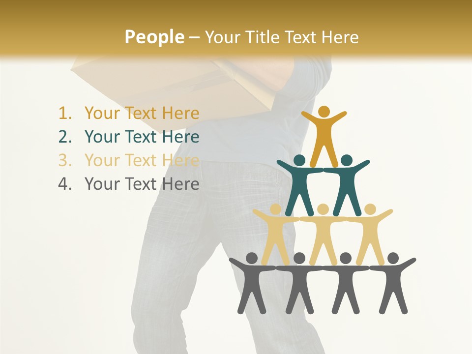 Tired Young Man Holding Cardboards. Looking At Camera. Gray Background, Whole Body PowerPoint Template