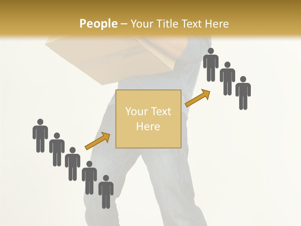 Tired Young Man Holding Cardboards. Looking At Camera. Gray Background, Whole Body PowerPoint Template