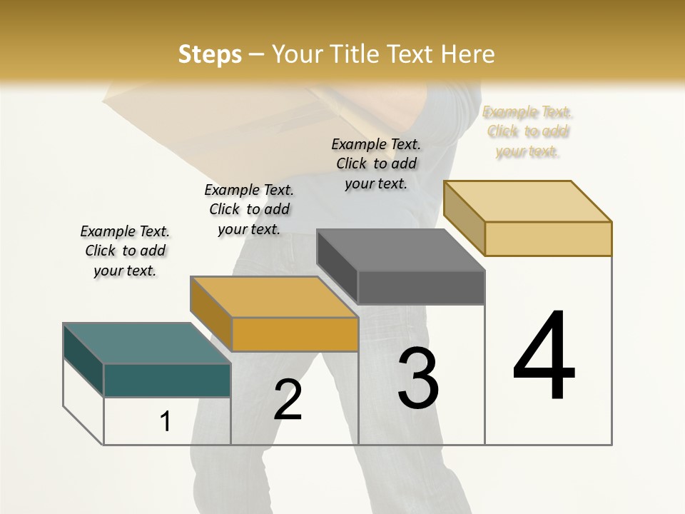 Tired Young Man Holding Cardboards. Looking At Camera. Gray Background, Whole Body PowerPoint Template