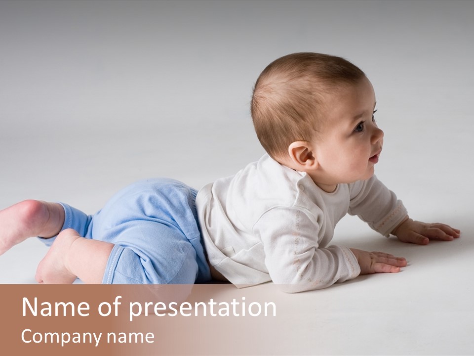 Isolated 6 Months Baby Crowls Up PowerPoint Template