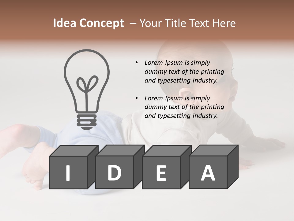 Isolated 6 Months Baby Crowls Up PowerPoint Template