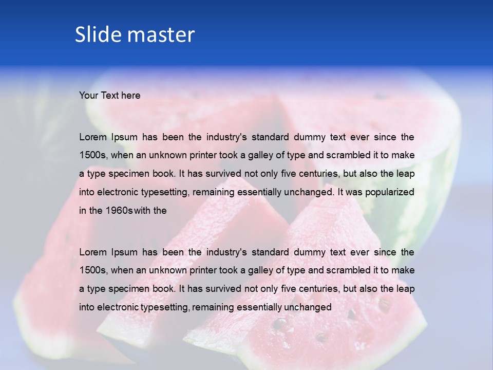 Water-Melon; Objects On Blue Background PowerPoint Template
