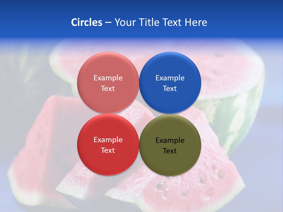 Water-Melon; Objects On Blue Background PowerPoint Template