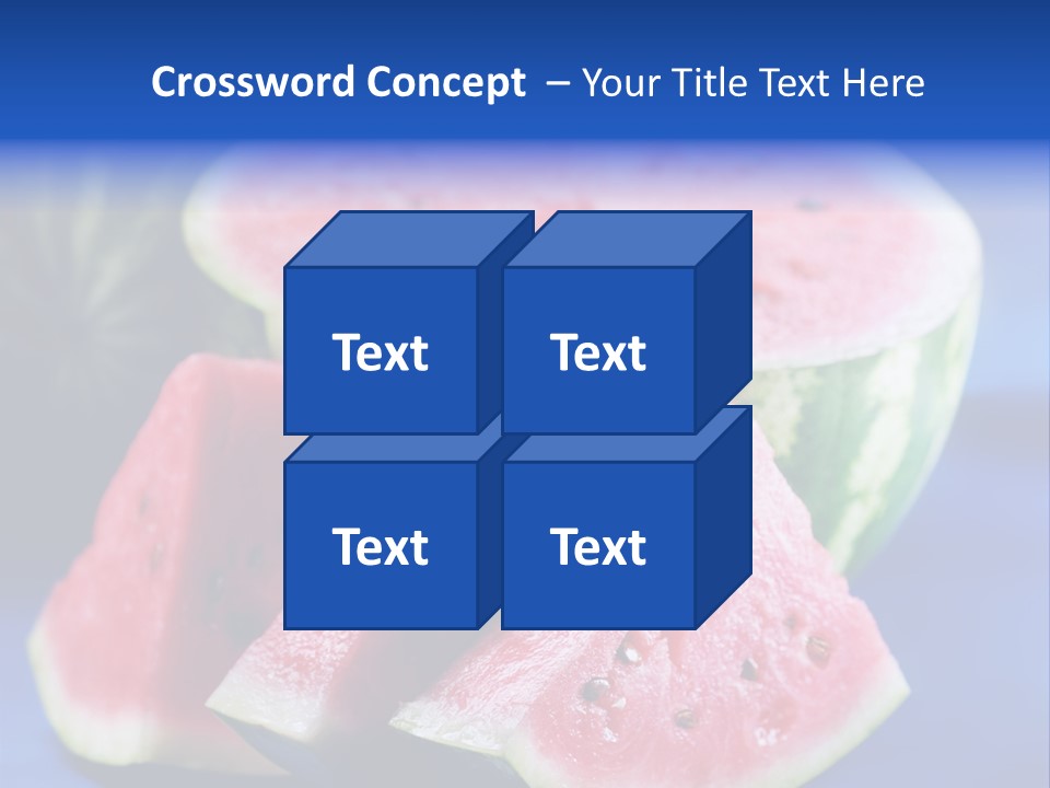 Water-Melon; Objects On Blue Background PowerPoint Template