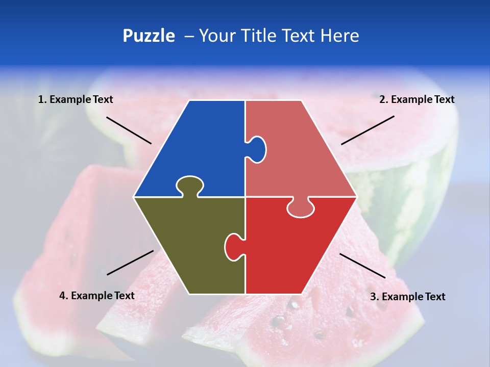 Water-Melon; Objects On Blue Background PowerPoint Template