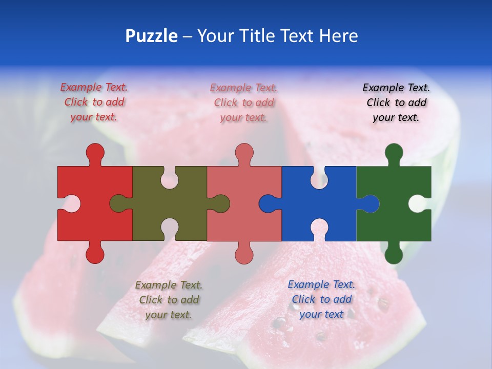 Water-Melon; Objects On Blue Background PowerPoint Template