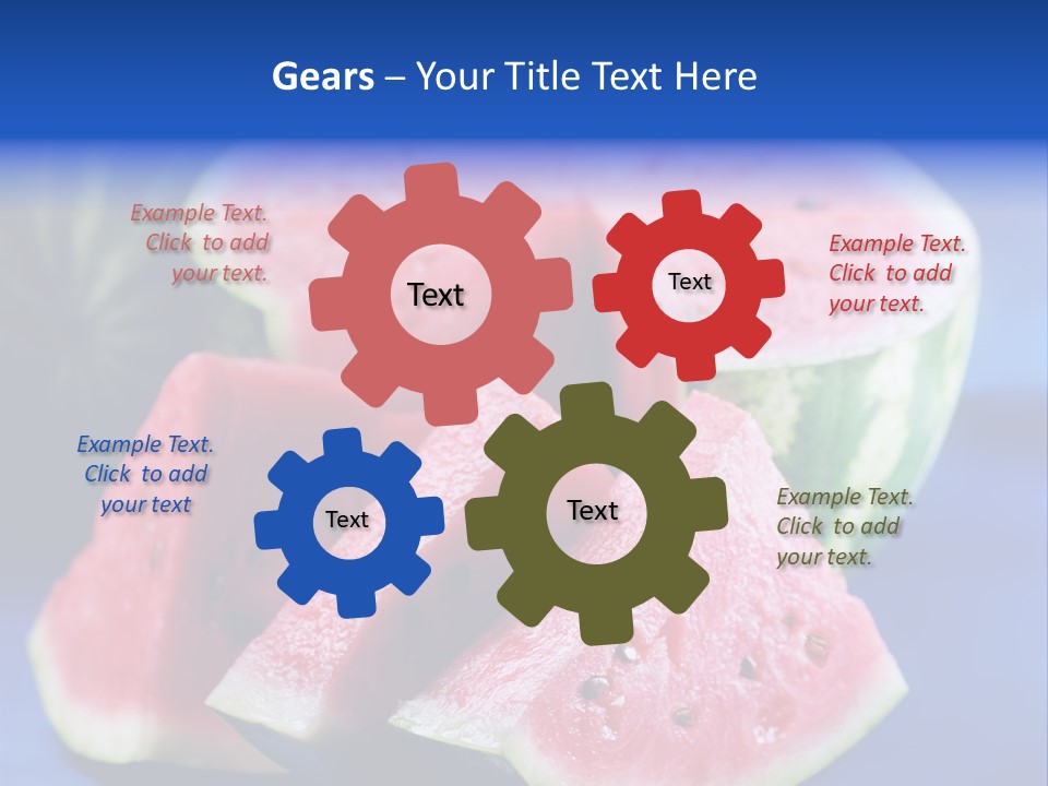 Water-Melon; Objects On Blue Background PowerPoint Template