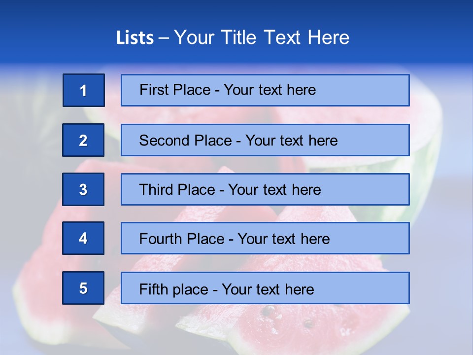 Water-Melon; Objects On Blue Background PowerPoint Template