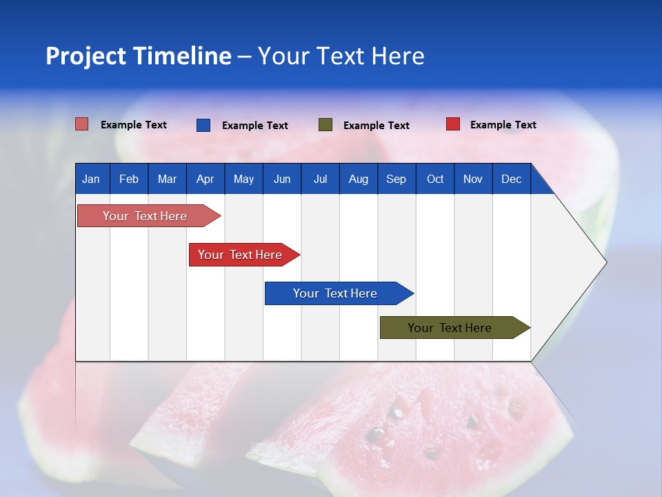 Water-Melon; Objects On Blue Background PowerPoint Template