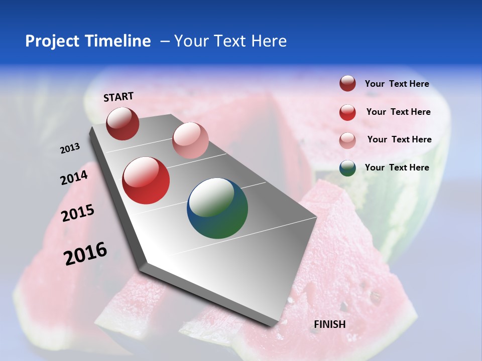 Water-Melon; Objects On Blue Background PowerPoint Template