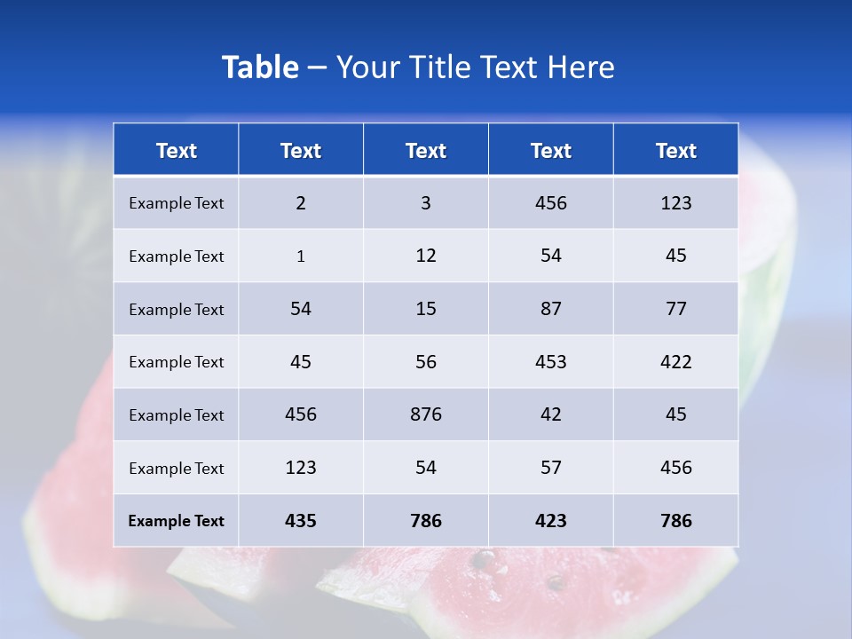 Water-Melon; Objects On Blue Background PowerPoint Template