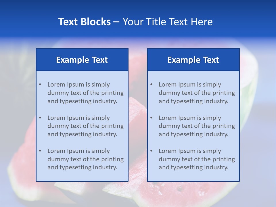 Water-Melon; Objects On Blue Background PowerPoint Template