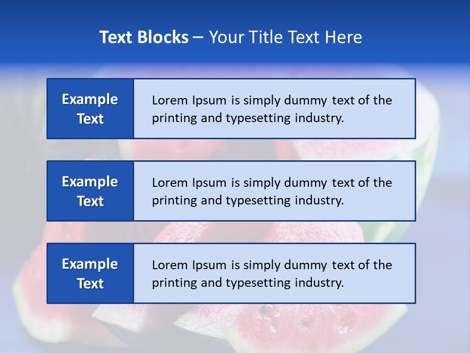 Water-Melon; Objects On Blue Background PowerPoint Template