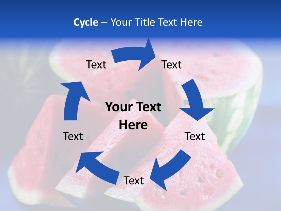 Water-Melon; Objects On Blue Background PowerPoint Template
