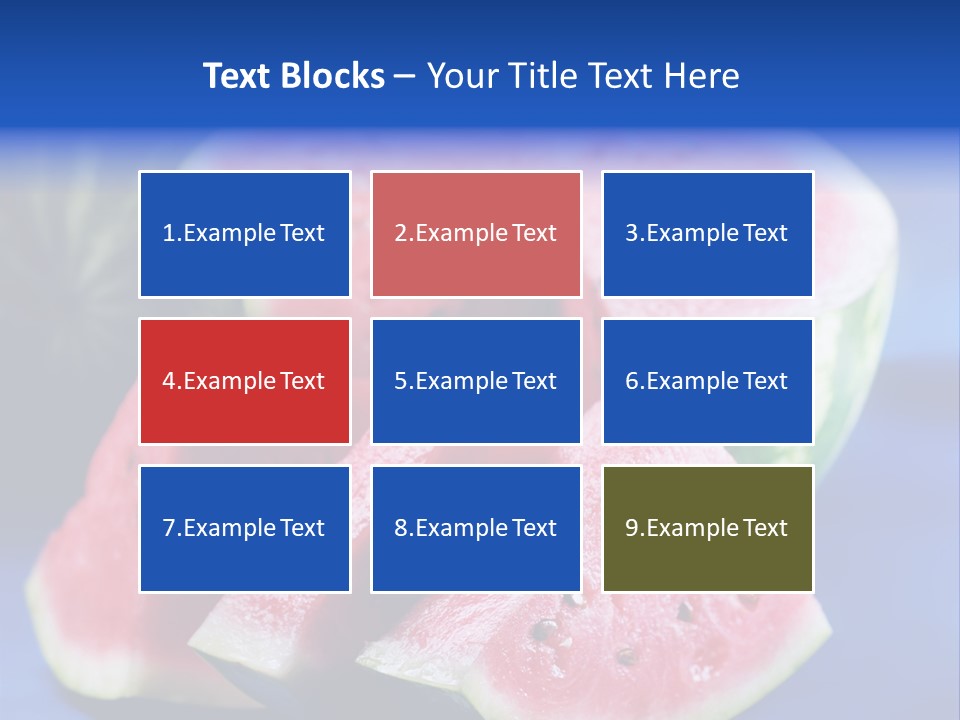 Water-Melon; Objects On Blue Background PowerPoint Template