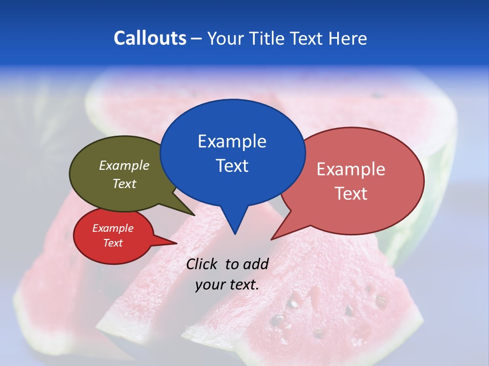 Water-Melon; Objects On Blue Background PowerPoint Template