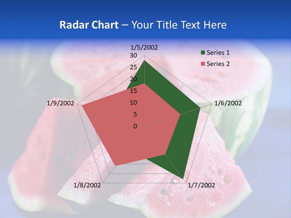 Water-Melon; Objects On Blue Background PowerPoint Template