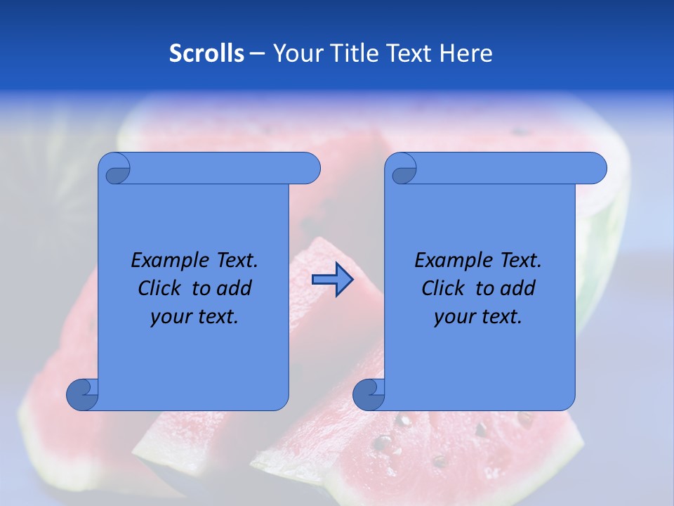 Water-Melon; Objects On Blue Background PowerPoint Template