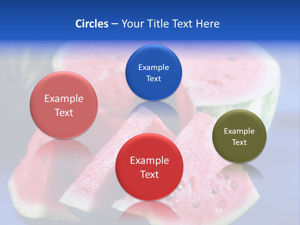 Water-Melon; Objects On Blue Background PowerPoint Template