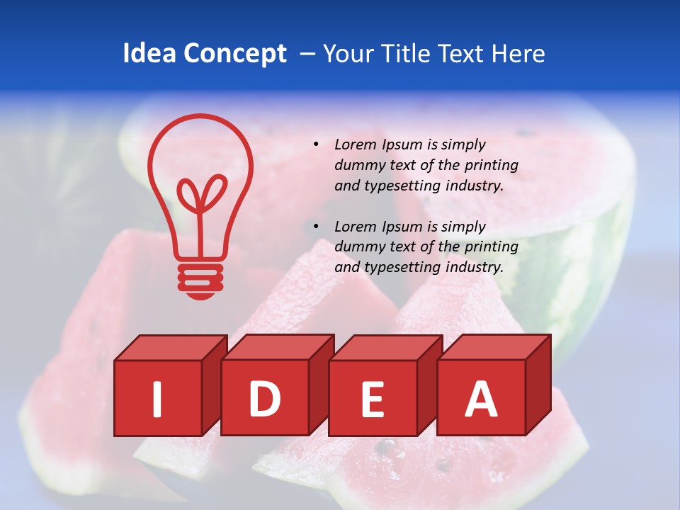 Water-Melon; Objects On Blue Background PowerPoint Template