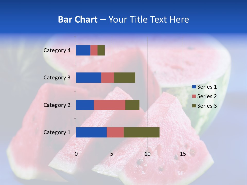 Water-Melon; Objects On Blue Background PowerPoint Template
