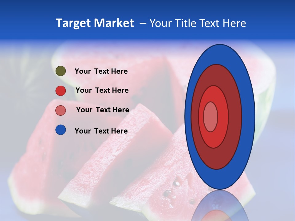Water-Melon; Objects On Blue Background PowerPoint Template