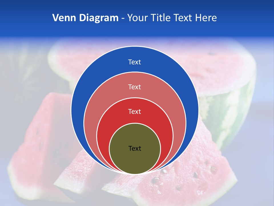Water-Melon; Objects On Blue Background PowerPoint Template