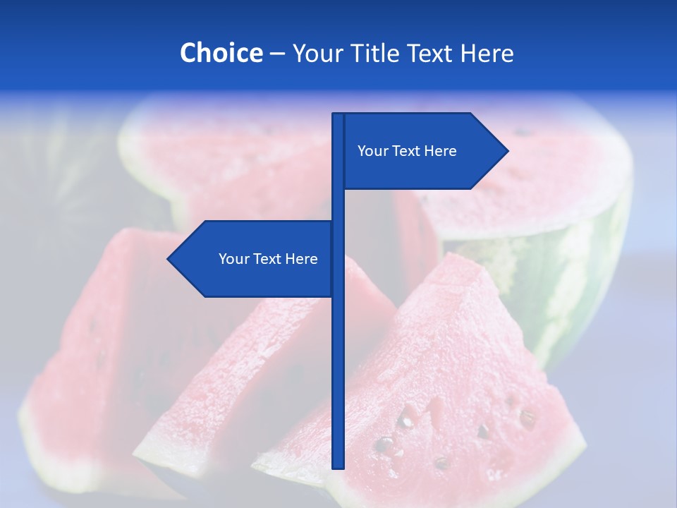 Water-Melon; Objects On Blue Background PowerPoint Template